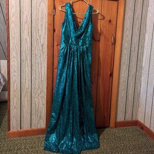 Kate Kasin teal sequin gown